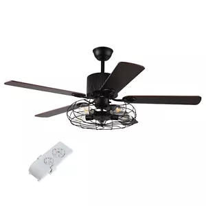 Retro Industrial Ceiling Fan Light Fixture FOR Restaurant Living Room Bedroom - Picture 1 of 12