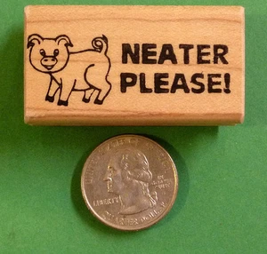 Neater Please/Pig - Timbro in gomma montato su legno dell'insegnante - Foto 1 di 2