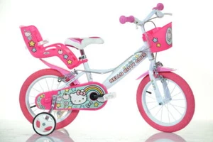 Dino Hello Kitty Kids Girls Bike Bicycle 14" Spoked Wheel w Doll Carrier - Picture 1 of 1