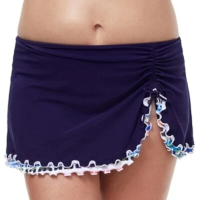 NUEVO CON ETIQUETAS Falda de Natación Profile by Gottex Spritz Azul Marino Abertura Lateral Cinch Talla 22W Plus Foto 1 de 4