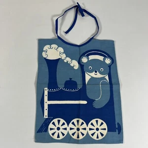 Vintage Aase Og Preben Jangaard Handprinted Baby Bib w/ Bear & Train, Denmark - Picture 1 of 10