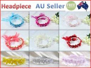 Head Piece Floral Kids Band Communion Wedding Hair Flower Girl Pageant Birthday - Picture 1 of 32