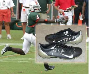 DEVIN HESTER Signed Game Used Dual Auto MIAMI HURRICANES Nike Football CLEATS - Picture 1 of 8
