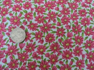 100% Baumwollstoff Töne von Fuchsia Blumen auf weiß - Meterware - Bild 1 von 2