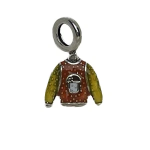 Sterling Silver 925 European Dangle Enamel Cute Vibrant Mushroom Sweater Charm - Picture 1 of 6