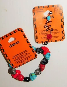 Claire's HALLOWEEN Beaded Bracelet and Ear Cuff Earring , Skull, Day of the Dead - Picture 1 of 3