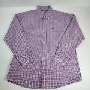 Cinch Shirt Mens XL Blue Red Long Sleeve Button Up Plaid Western Cowboy Adult - Picture 1 of 8