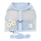 Cool Mesh No Choke Dog Harness Blue Daisy with Matching Leash by Doggie Design