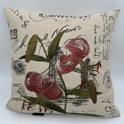 Cynthia Rowley Tiger Lily Embroidered Throw Feather Pillow 20x20👀⬇️ - Image 1 of 4