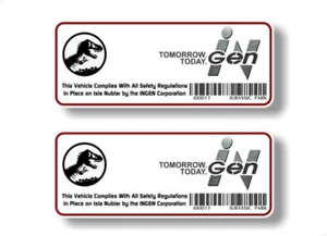 2 Jurassic Compliance Scan Vehicle Vinyl Decals 4x4 CJ  YJ  JK Door Stickers - Bild 1 von 5