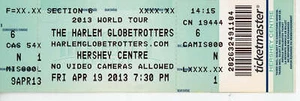 The Harlem Globetrotters Vintage Ticket Hershey Centre (Mississauga, 2013) - Picture 1 of 1