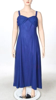 Sexy Vestido Dave & Johnny Vintage Años 80 90 Azul Gasa Fiesta Baile de graduación talla 22 Foto 1 de 3