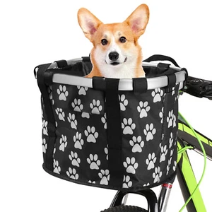 Bike Detachable Basket Bicycle Front Pet Bag Woven canvas construction Q9Y5 - Picture 1 of 10