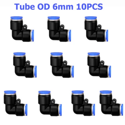 Pneumatic Push to Connect Fittings 90° Elbow Union Tube OD 6mm Air Line 10PCS  - Image 1 of 4