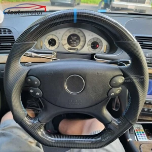 Carbon Fiber Steering Wheel Fits 04+ Mercedes-Benz W209 W211 W219 W463 G55 CLS55 - Picture 1 of 14