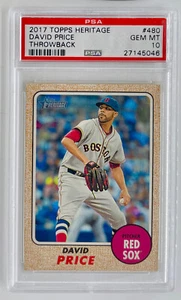 2017 Topps Heritage DAVID PRICE PSA 10 Throwback Variation SSP #480 Red Sox Pop4 - Picture 1 of 2
