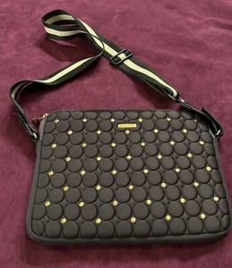 Rebecca Minkoff Black Quilted Studded Crossbody Laptop/Tablet Bag Handbag Clean - Picture 1 of 9
