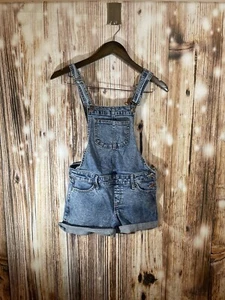 Abercrombie Kids Girls Denim Shortalls 13/14 Shorts Jeans Blue Stonewash Bib - Picture 1 of 6