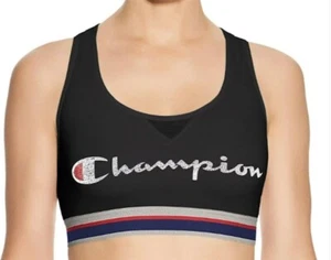 NWT Champion L The Authentic Distressed Logo Sports Bra Black 114570 - Picture 1 of 2