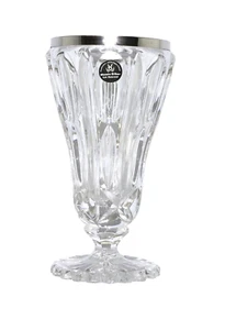 Kristall Vase 800er Silbermontur Emil Hermann Kerbschliff H. 16,0 cm D. 9,0 cm - Picture 1 of 11