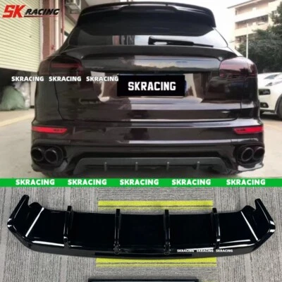 Para Porsche Cayenne 958.2 NOVO Estilo Preto Brilhante Difusor Traseiro de Carro Bumper Lip - Imagem 1 de 4