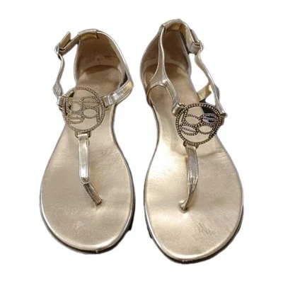 Sandalias Bebe doradas metálicas con logotipo de estrás talla 9 Foto 1 de 4