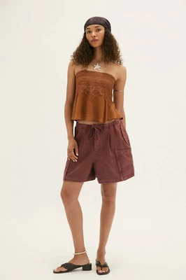 Pantalones Cortos Free People Camp Out Slouch L 10 Mujeres Informales Algodón Corto Boho NUEVO 44798 Foto 1 de 4