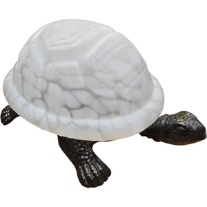 Vintage Schildkröte Lampe weiß Milchglas Muschel Guss Metallkörper Nachtlicht - Bild 1 von 13