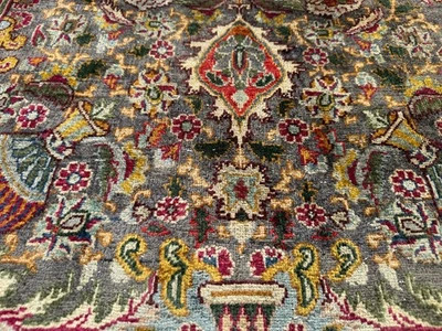 ALFOMBRA ORIENTAL ANTIGUA 4x6 hecha a mano tejida a mano vintage azul verde oro hecha a mano ft Foto 1 de 4