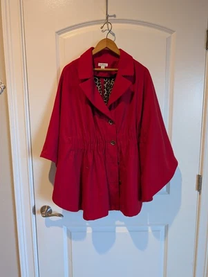 Abrigo Joan Rivers Rojo Columpio Talla 1X Nuevo Sin Etiquetas Nunca Usado Foto 1 de 4