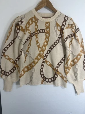 Suéter feminino Flying Tomato estampa grande bege marrom-tamanho grande - Imagem 1 de 4