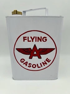 "FLYING A GASOLINE" 2-GALLON METAL W/BRASS LID OIL CAN (12"x 9.5") VERY NICE CAN - Picture 1 of 9