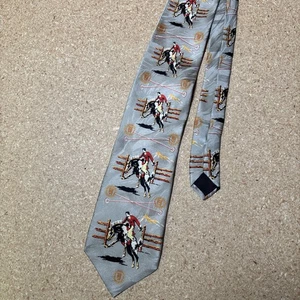 SELTENE Rockmount Ranch Wear Seidenkrawatte Vintage USA limitierte Auflage #448 Denver Cowboy - Bild 1 von 5