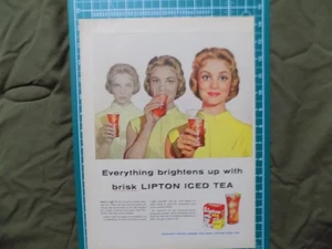 1956 PRINT AD LIPTON ICED TEA EVERYTHING BRIGHTENS UP - Imagen 1 de 1