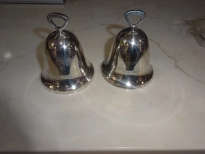 2 Vtg Reed & Barton 1976 1978 Bell Christmas Ornament Silver Plate BOTH DAMAGED - Picture 1 of 5
