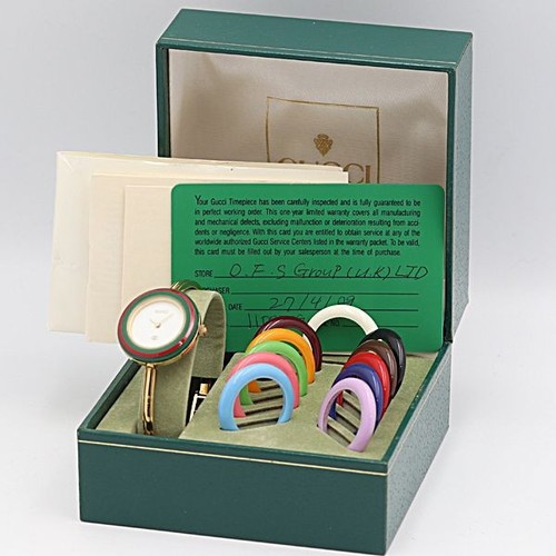 GUCCI 1100L Cambio Lunetta Quarzo Bracciale Orologio Donna Scatola Vintage Giappone