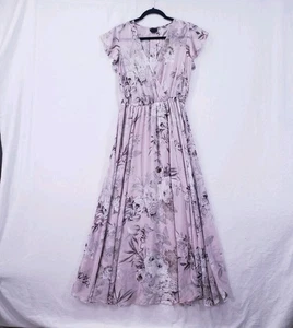 Kate and Lily Peasant Maxi Dress Womens Size 8 Pink Floral A Line Party Preppy  - Picture 1 of 16