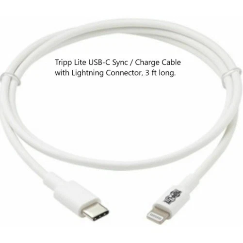 Eaton M100-003-WH CABLE for IPHONE - USB-A LEFT CONNECTOR - MALE LEFT GENDER - 8 - Image 1 of 1