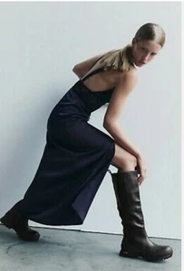 ZARA SCHWARZE LEDER BIKER BOOTS MIT TRACK LUG VIBRAM® SOHLEN 1017/810  - Bild 1 von 13