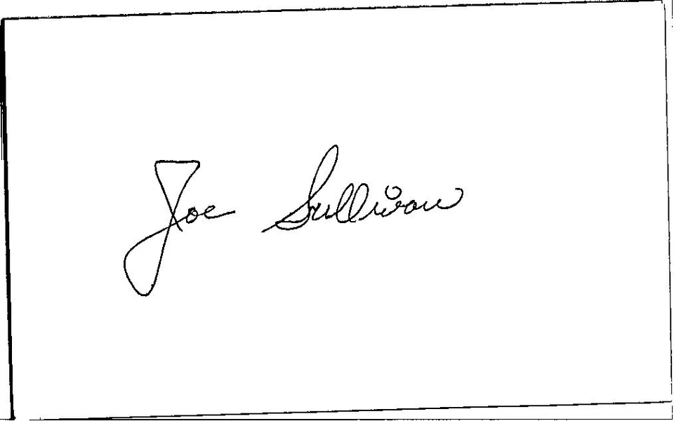 -Joe Sullivan- (d.1985) Signed/Autograph/Auto Index Card Atlanta Braves MLB - Image 1 of 1