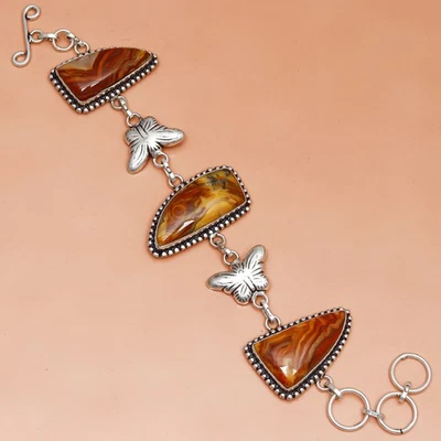 Crazy Lace Agate Gemstone Ethnic Style Jewelry Bracelet 7-8'' - Image 1 of 4