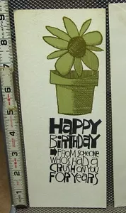 Tarjeta de cumpleaños HI-BROWS marido humor de colección años 70 hippy bohemio “Crush For Years” - Imagen 1 de 3