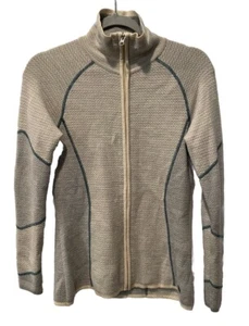 Smartwool Women's Full Zip Sweater Jacket Cream & Teal Wool Blend Sz S Outdoor - Picture 1 of 7