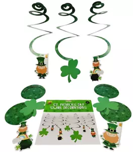 12 St Patricks Day Decorations Irish Hanging Shamrocks Paper Swirl 12 Pack - Picture 1 of 4
