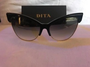 AUTHENTIC DITA Sunglasses Black Gold Mirror Gray Cat clubmaster classic tempt - Picture 1 of 6