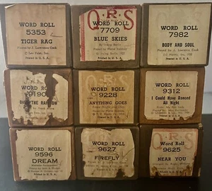 Vintage 9 Lot / US PLAYER PIANO Word-Roll Music Rolls 1922-1958/ See Details - Picture 1 of 3