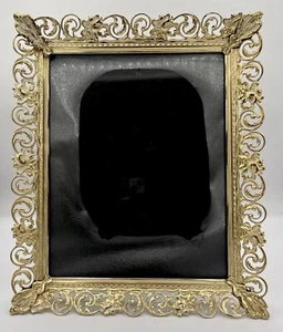 VTG Gold Metal Picture Photo Frame Glass Ornate 8x10” Easel Back Vignette - Picture 1 of 11