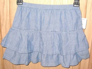 J Khaki Blue Chambray Denim Ruffled Tiered Scooter Skirt - M (9-10)  - MSRP $30 - Picture 1 of 1