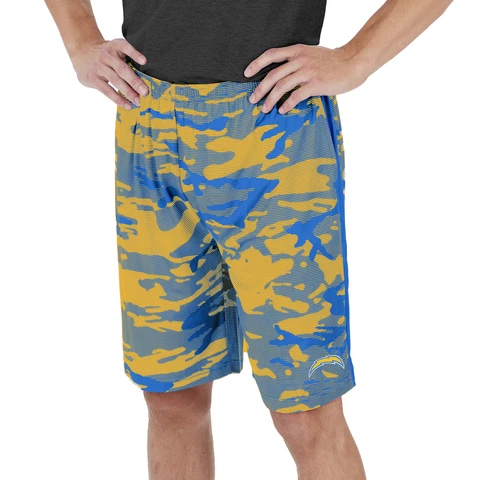Zubaz Men's NFL Los Angeles Chargers Lightweight Camo Lines Shorts with Logo Cover