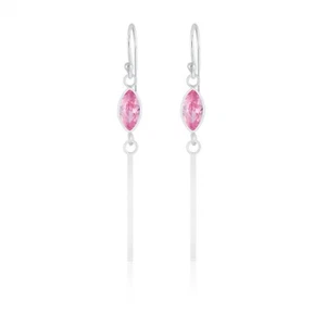 Pendientes colgantes de gota barra de circonio con barra de circonio 925 rosa marquesa - Imagen 1 de 2